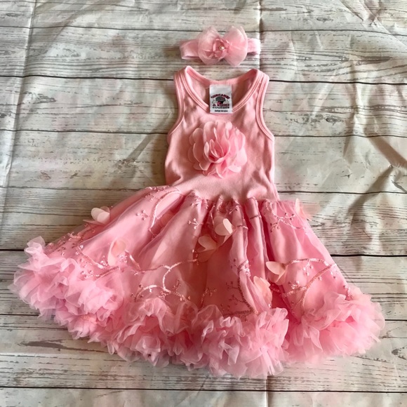 cupcake & kisses couture Other - 12 month 1st birthday outfit, pink flower  dress